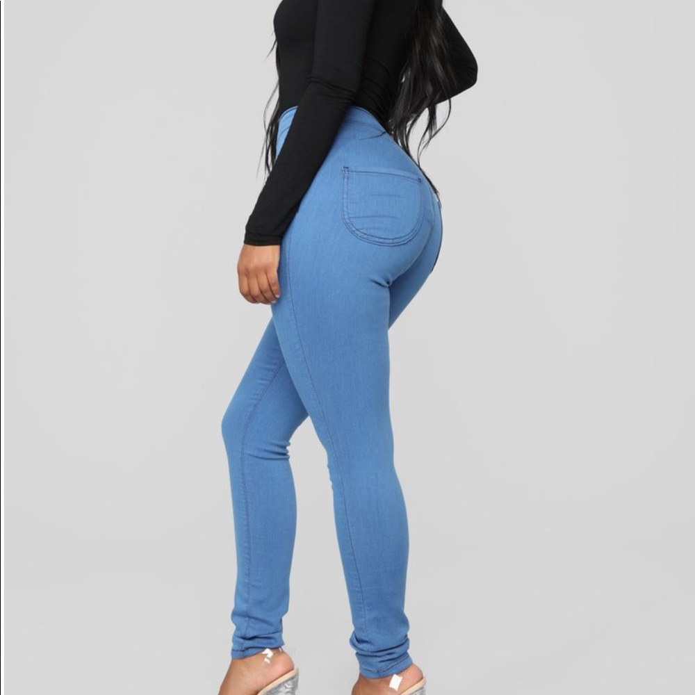 High waist denim skinnies